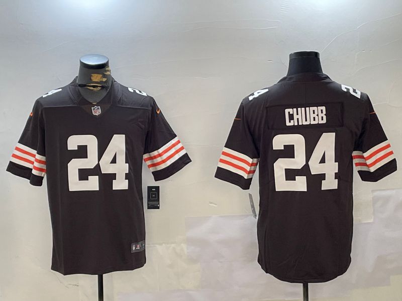 Men Cleveland Browns #24 Chubb brown Second generation 2024 Nike Limited NFL Jersey style 1->los angeles chargers->NFL Jersey